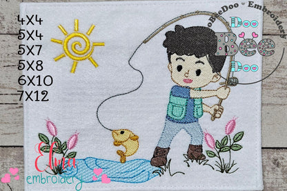 Fishing Boy - Fill Stitch - Machine Embroidery Design