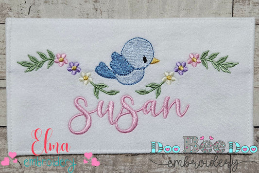 Floral Bird Branch - Fill Stitch - Machine Embroidery Design