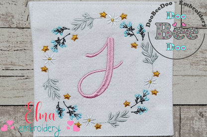 Floral Frame with Little Stars - Fill Stitch