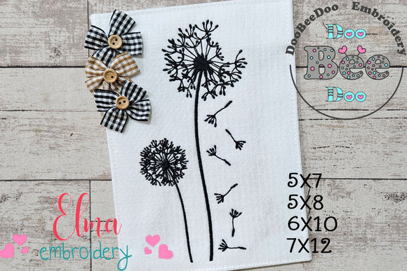 Dandelion Flying - Fill Stitch - Machine Embroidery Design