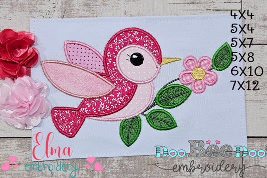 Cute Hummingbird - Applique - Machine Embroidery Design