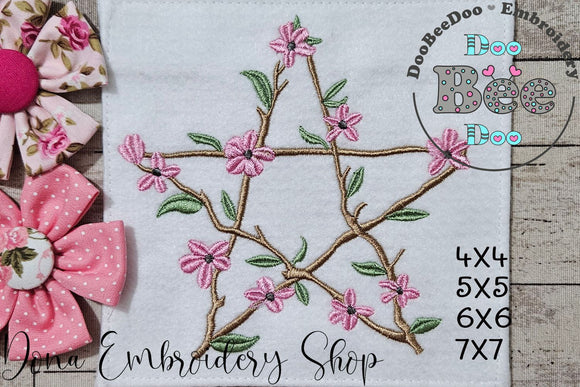 Flowers Pentragram - Fill Stitch - Machine Embroidery Design
