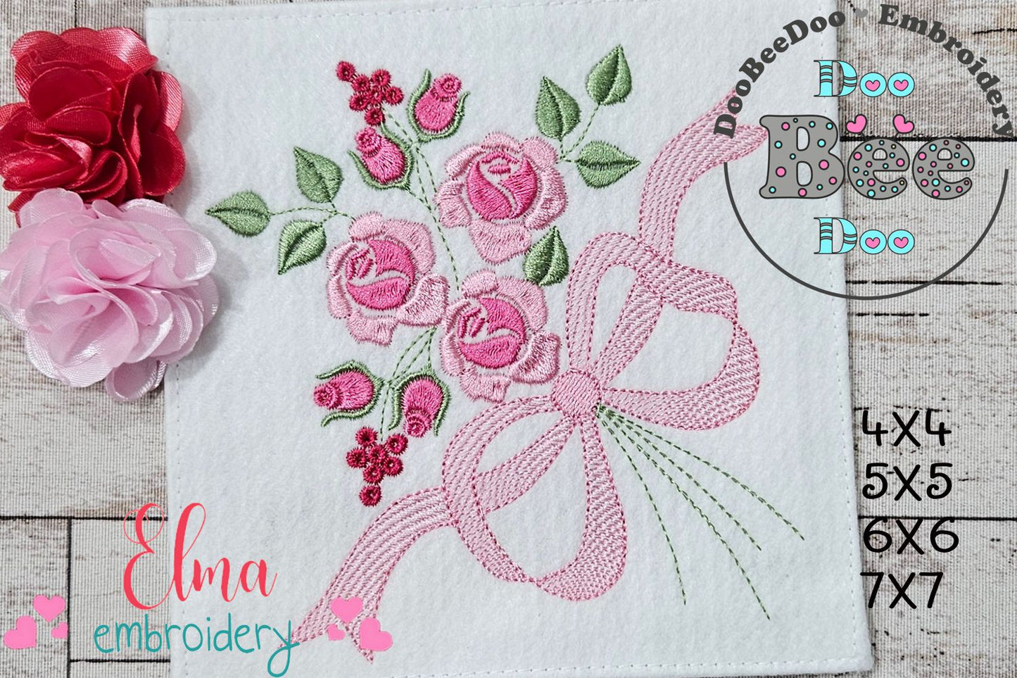 Rose Flowers Bouquet - Fill Stitch - Machine Embroidery Design