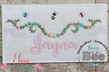 Delicate Flowers Branch, Butterflies and Bee - Fill Stitch