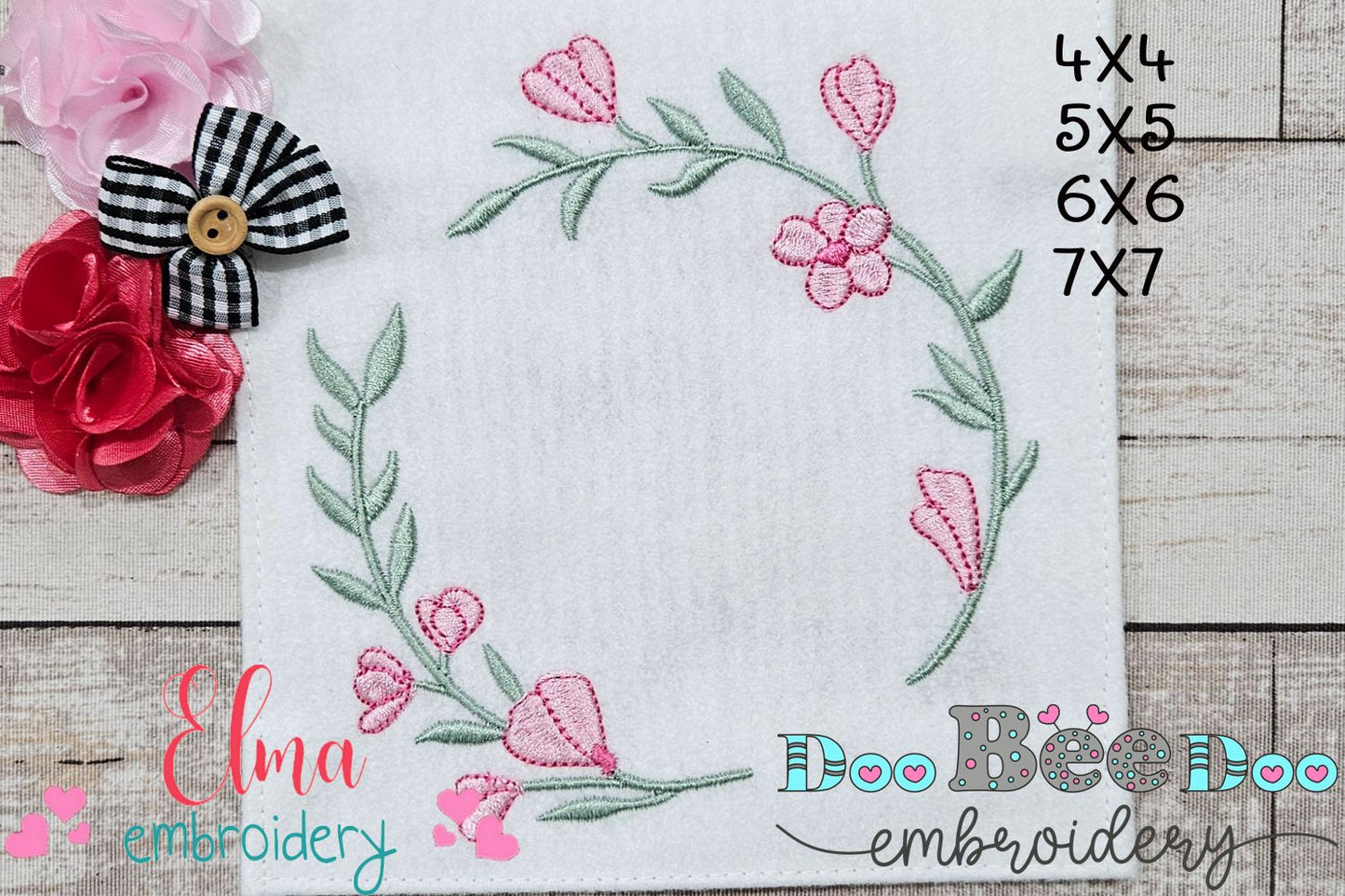 Delicate Floral Wreath - Fill Stitch - Machine Embroidery Design