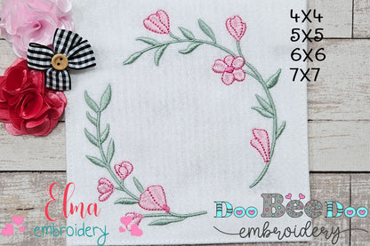 Delicate Floral Wreath - Fill Stitch - Machine Embroidery Design