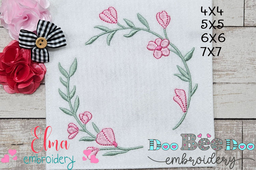 Delicate Floral Wreath - Fill Stitch - Machine Embroidery Design