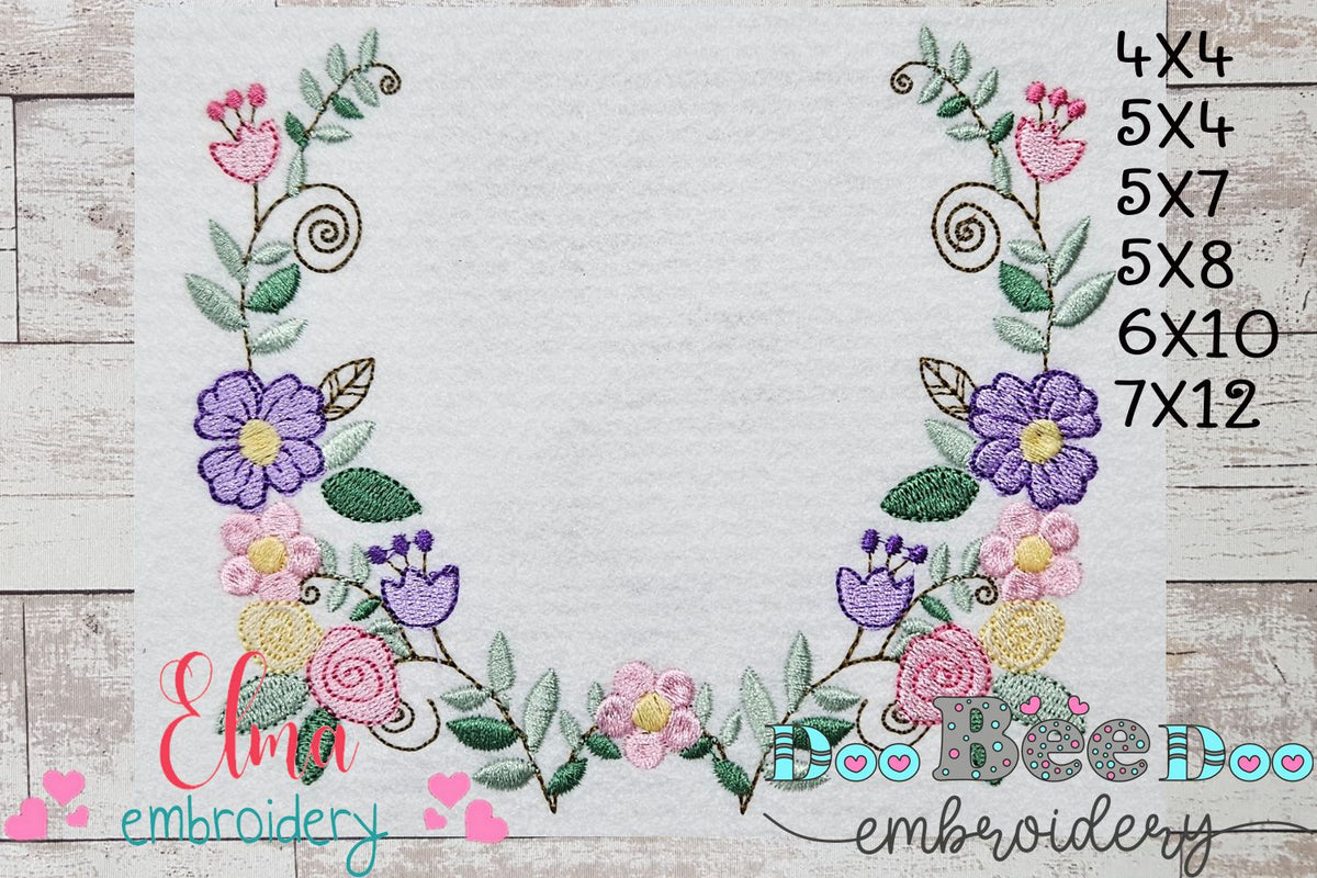 Delicate Floral Wreath - Fill Stitch - Machine Embroidery Design ...