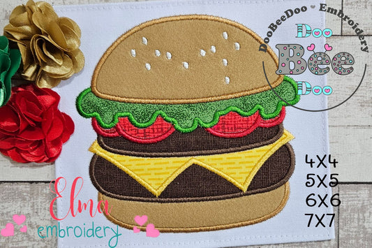 Burger Sandwich - Applique - Machine Embroidery Design