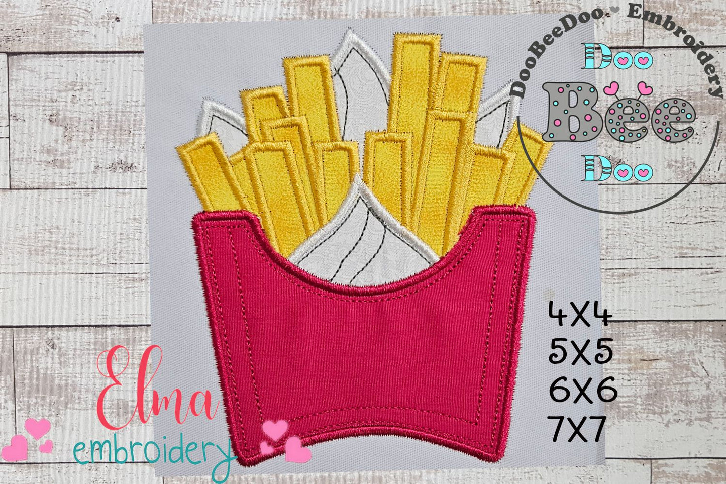 French Fries - Applique - Machine Embroidery Design