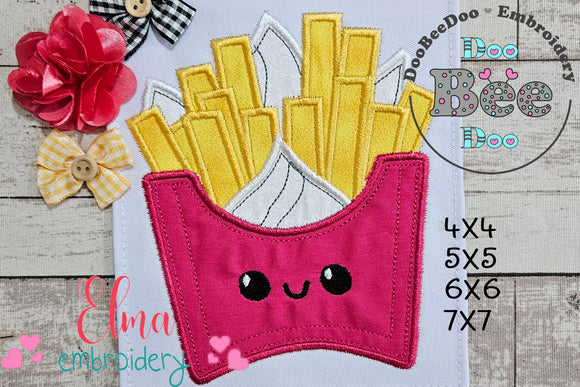Happy French Fries - Applique - Machine Embroidery Design