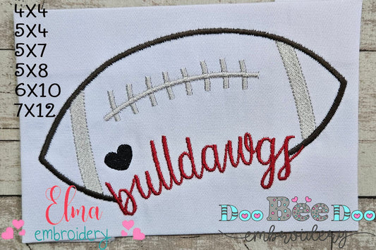 Football Bulldawgs Ball - Fill Stitch Embroidery