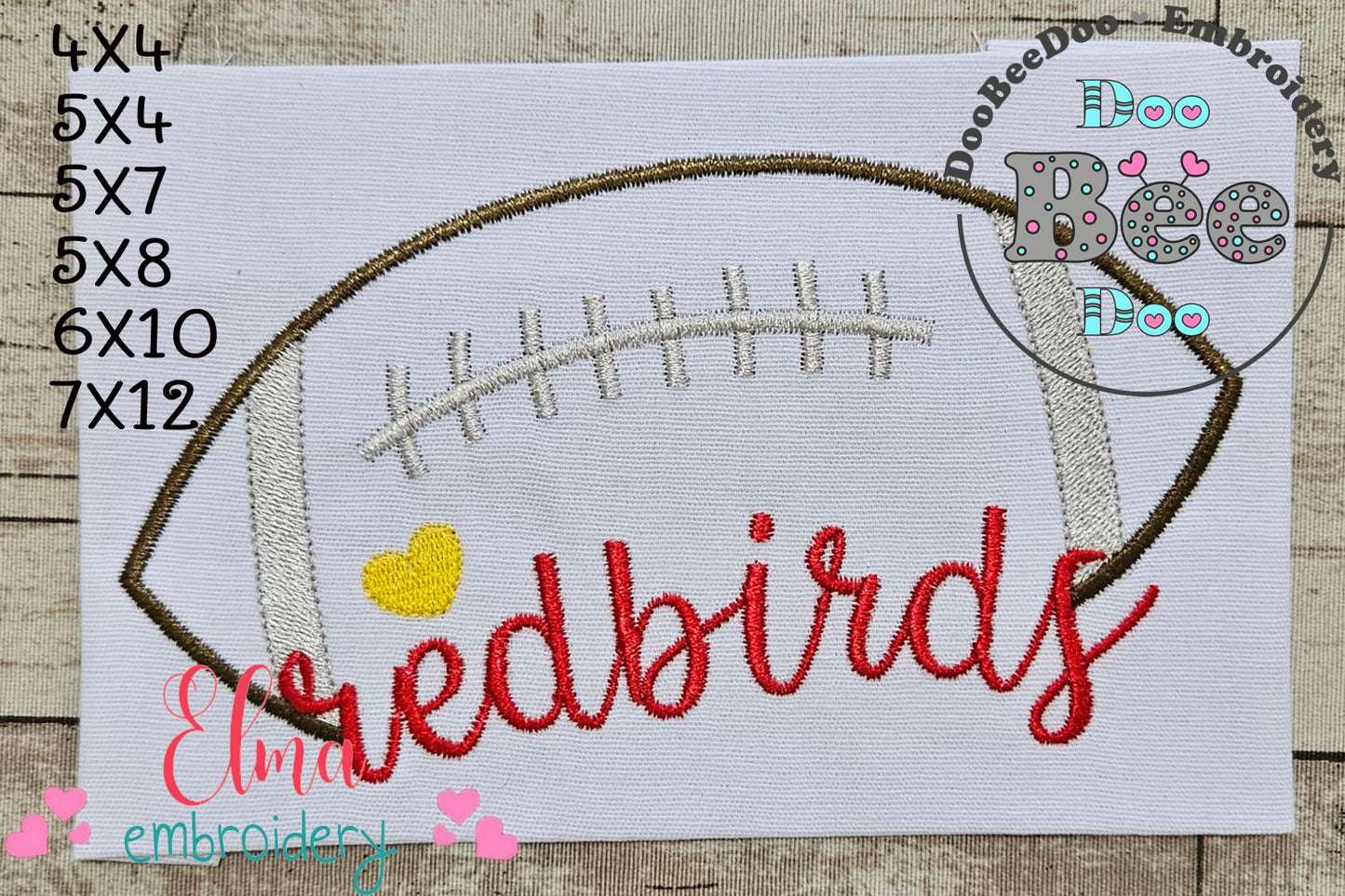 Football Redbirds Ball - Fill Stitch - Machine Wmbroidery Design