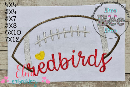Football Redbirds Ball - Fill Stitch - Machine Wmbroidery Design