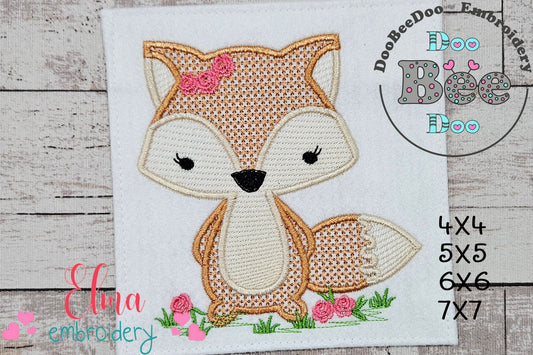 Little Fox Girl - Fill Stitch - Machine Embroidery Design