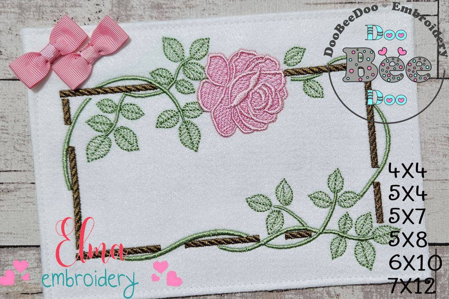Bloom in a Wooden Frame - Fill Stitch - Machine Embroidery Design