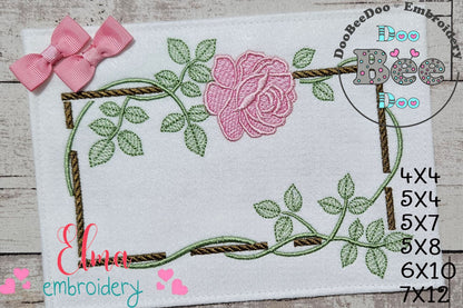 Bloom in a Wooden Frame - Fill Stitch - Machine Embroidery Design