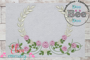 Laurel Floral Frame - Fill Stitch - Machine Embroidery Design