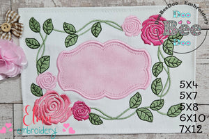 Roses Frame - Applique - Machine Embroidery Design