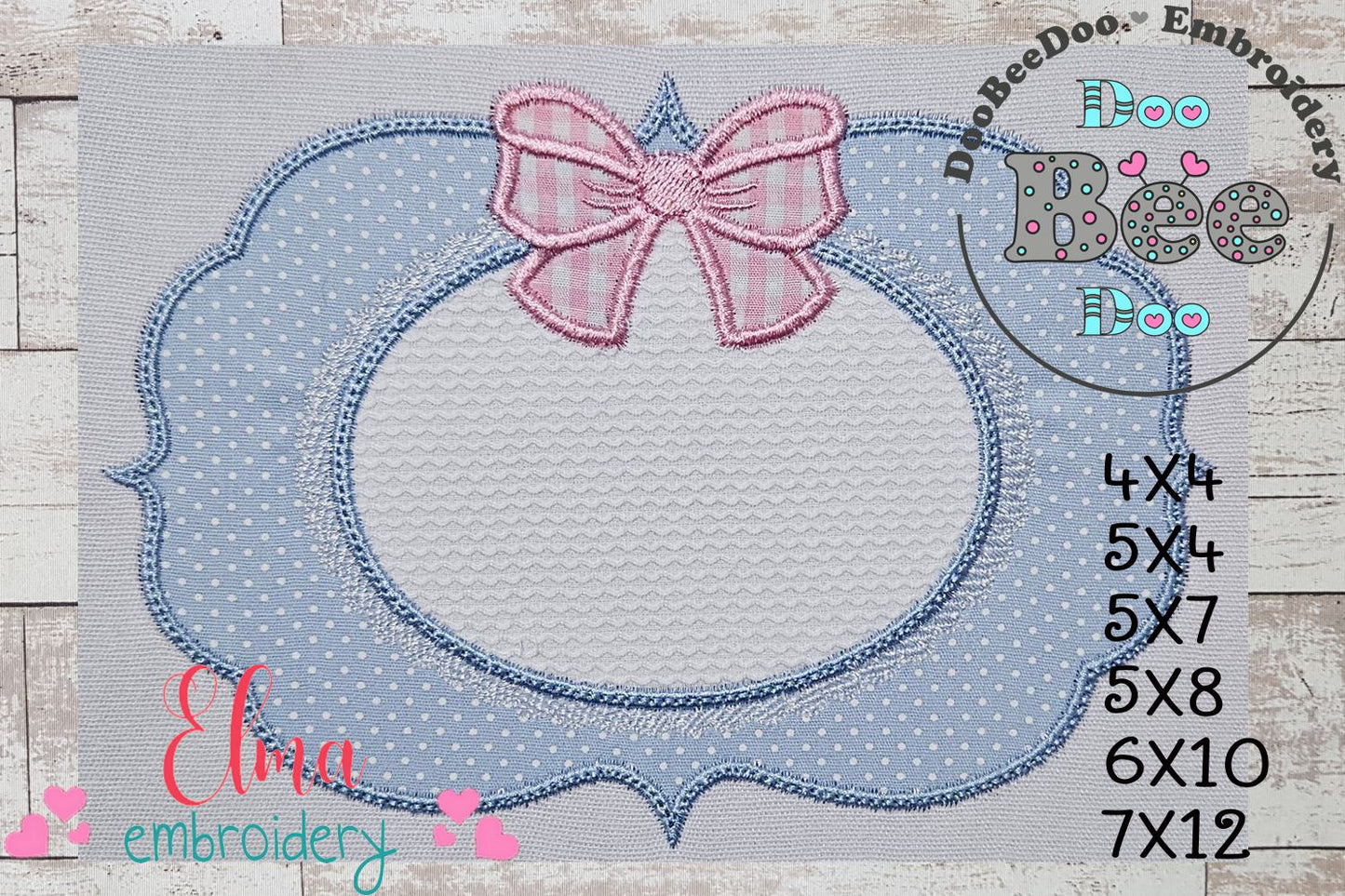 Cute Frame with Bow - Applique - Machine Embroidery Design