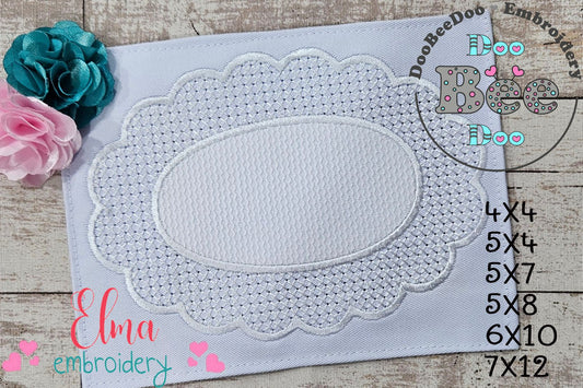 Delicate Oval Lace Frame - Applique - Machine Embroidery Design