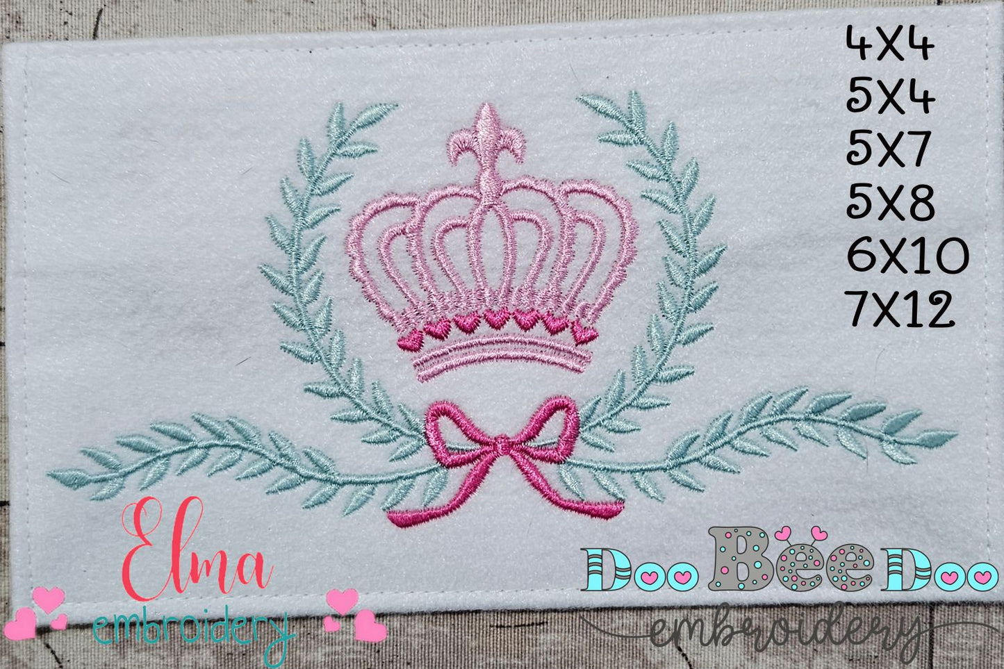 Laurel Princess Crown - Fill Stitch Embroidery