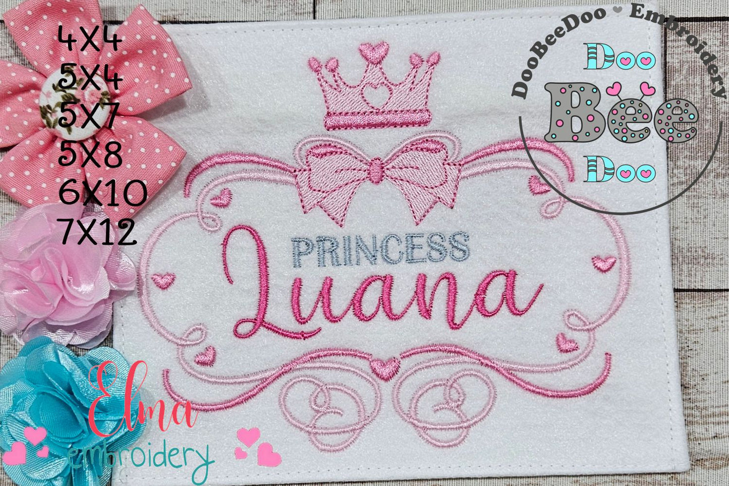 Princess Crown Frame - Fill Stitch - Machine Embroidery Design