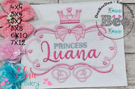 Princess Crown Frame - Fill Stitch - Machine Embroidery Design