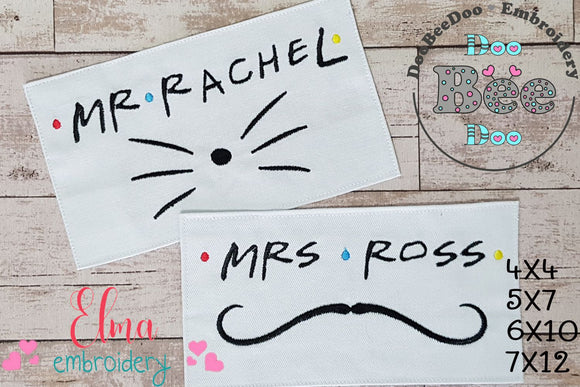 Friends Mr. Rachel & Mrs. Ross - Fill Stitch Embroidery