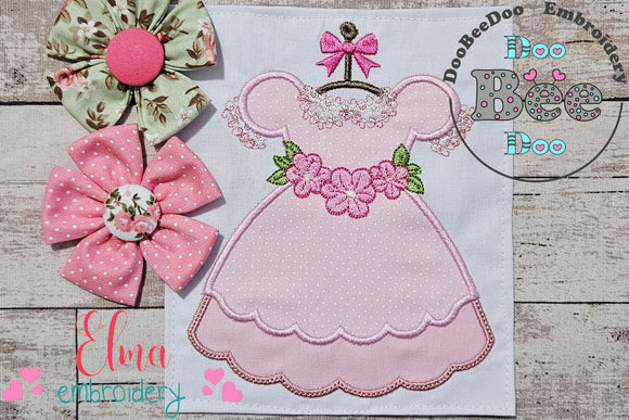 Dress with Flowers on Hanger - Applique - Machine Embroidery Design
