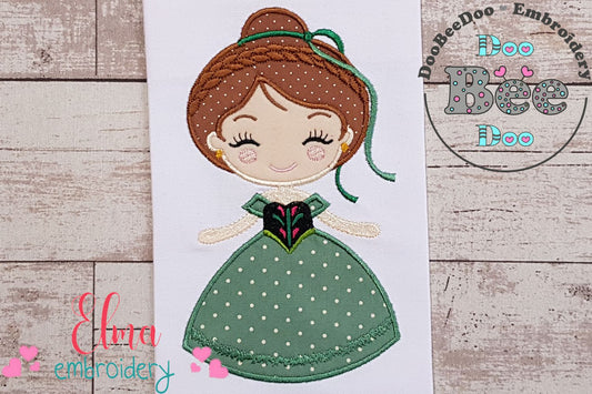 Princess Anna Fever Cute - Applique - Machine Embroidery Design