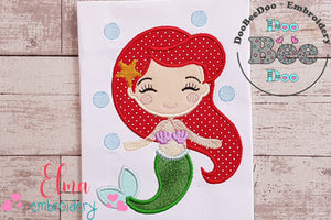 Princess Mermaid Ariel Cute - Applique Machine Embroidery Design