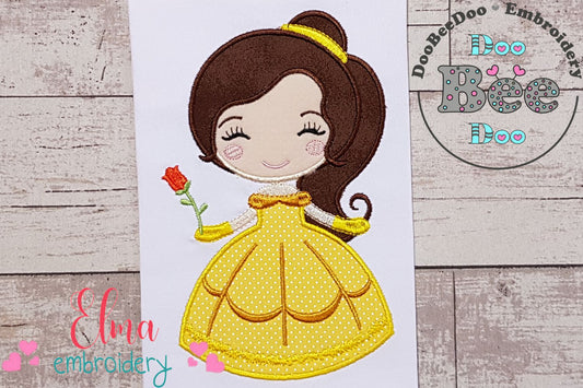 Princess Belle Cute - Applique Machine Embroidery Design