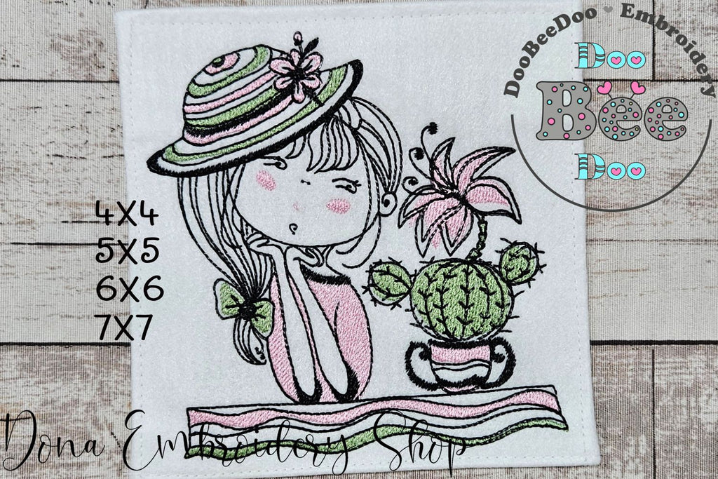 Cactus Girl - Fill Stitch - Machine Embroidery Design