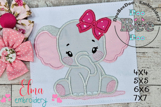 Elephant Girl - Applique - Machine Embroidery Design