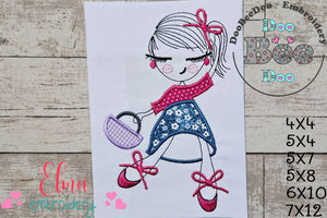 Swirly Girl and Purse - Applique - Machine Embroidery Design