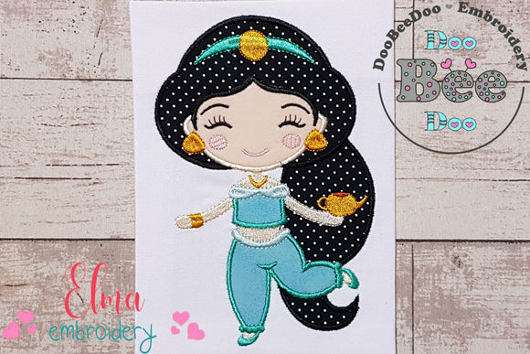 Princess Jasmine Cute - Applique - Machine Embroidery Design