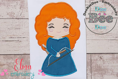 Princess Merida Cute - Applique - Machine Embroidery Design