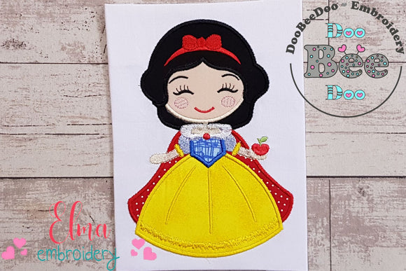 Princess Snow White Cute - Applique - Machine Embroidery Design
