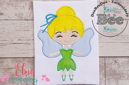 Fairy Tinkerbell Cute - Applique - Machine Embroidery Design