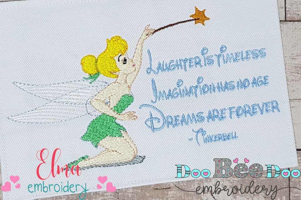 Fairy Tinkerbell and Sayings - Fill Stitch - Machine Embroidery Design