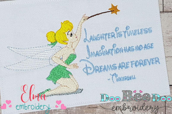 Fairy Tinkerbell and Sayings - Fill Stitch - Machine Embroidery Design