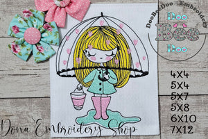 Girl in the Rain - Fill Stitch Embroidery