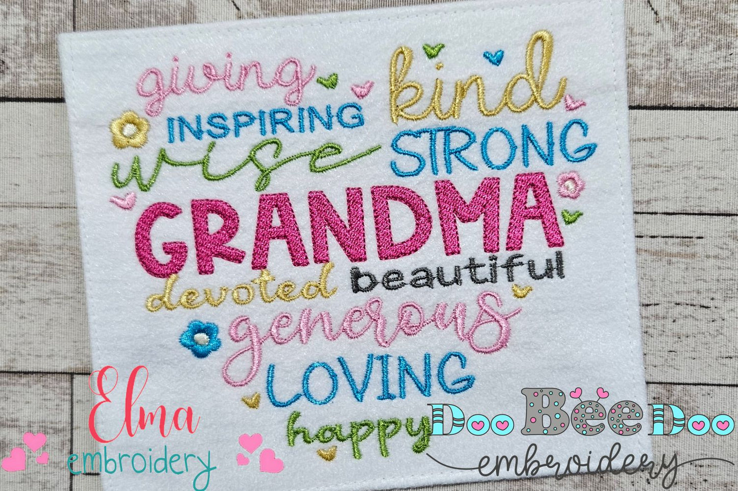 Grandma Heart Words - Fill Stitch - Machine Embroidery Design