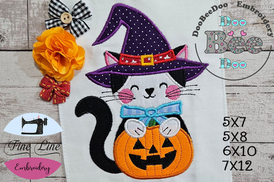 Halloween Cat with Hat - Applique