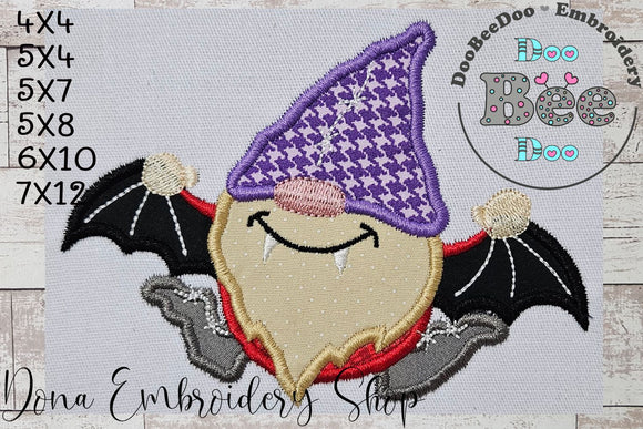 Vampire Gnome - Applique - Machine Embroidery Design