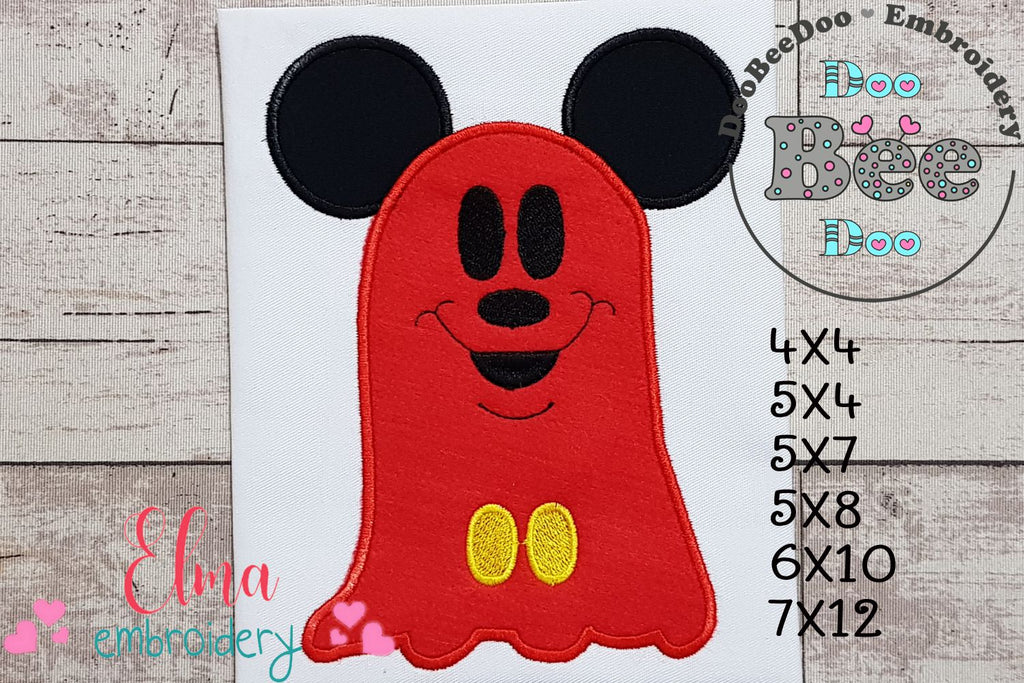 Mouse Ears Boy Ghost - Applique Machine Embroidery Design