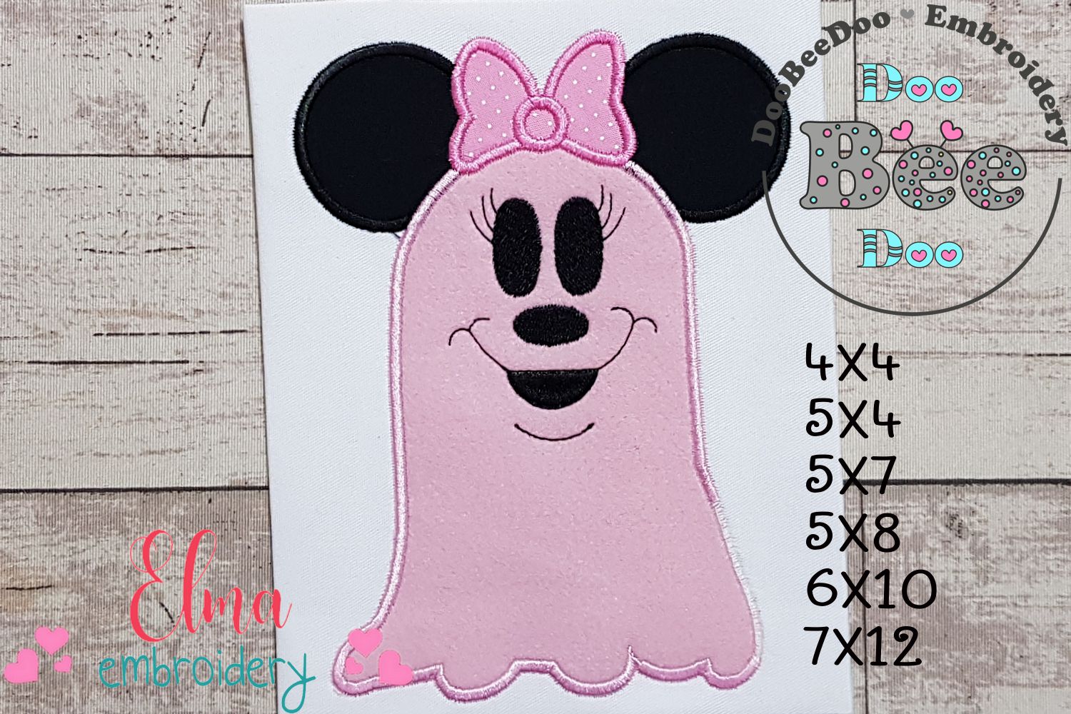 Mouse Ears Girl Ghost - Applique Embroidery – DooBeeDoo Machine ...