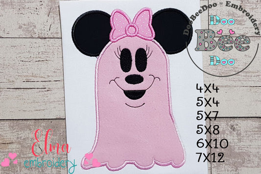 Mouse Ears Girl Ghost - Applique Embroidery