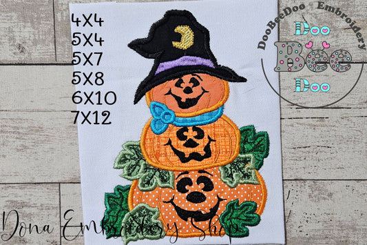 Halloween Pumpkins - Applique - Machine Embroidery Design
